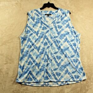 Lynn Ryan Womens Blouse Size 2XL Blue Pattern 100% Polyester